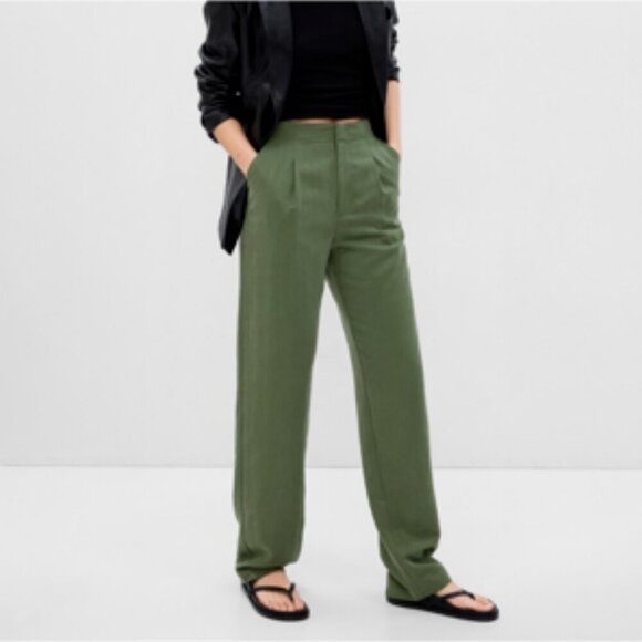 GAP Pants - Gap Soft Suit Trouser High Rise Wide Leg Jungle Green Dress Pants NWT 4 Petite